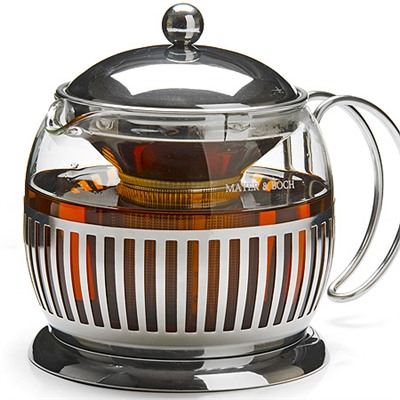 27596 Чайник/завар стекло+метал 1,2 сито MB (х12)