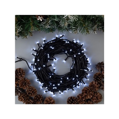 Гирлянда «Нить» 20 м, IP44, тёмная нить, 200 LED, свечение белое, 8 режимов, 220 В