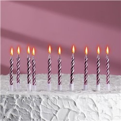 Свечи для торта 7см "Металлик" розовые с подставками (упаковка 10 шт.)