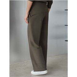 Прямые трикотажные брюки на резинке из футера двухнитки эластичные