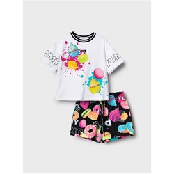 Комплект трикотажный для девочек: фуфайка (футболка), шорты