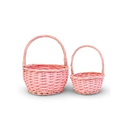 Корзина плетёная для хранения Vite, с ручкой, розовая, набор 2 шт.