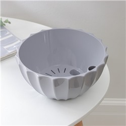 Кашпо для цветов с автополивом «Ракушка», 2.4 л, d=22 см, h=10.5 см, серое