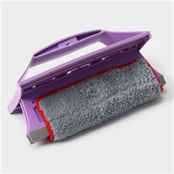 Окномойка-трансформер, силиконовый сгон, 2 насадки, 19×11 см, цвет МИКС