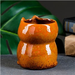 Декоративный горшок для цветов «Лисичка рыжая», керамический, 300 мл, 8×7.5×9.5 см, оранжевый