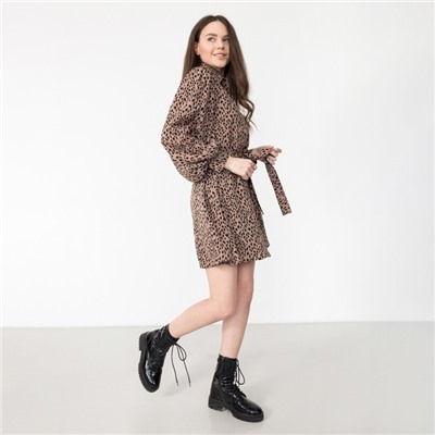 Платье мини женское на пуговицах MIST, размер 50, бежевое