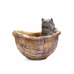 Декоративное кашпо из гипса «Котёнок в корзинке», 23×21×18 см