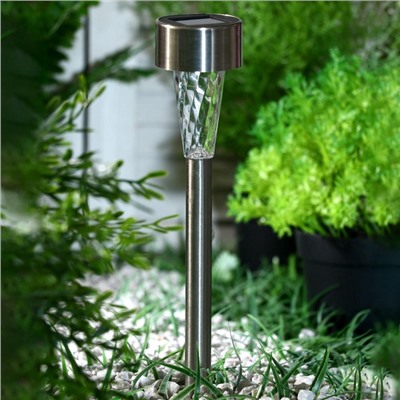 Садовый светильник «Трапеция», уличный, на солнечной батарее, 5.3×38×5.3 см, 1 LED, свечение белое