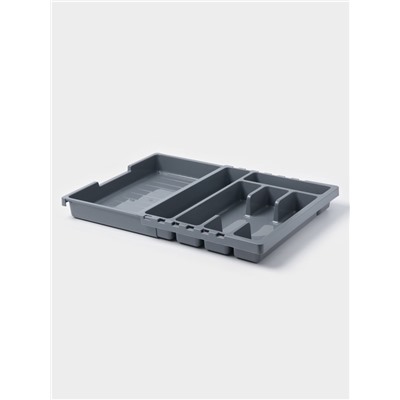 Лоток для столовых приборов раздвижной Martika «Смарт», 5 секций, 36×30×5 см, пластик, тёмно-серый