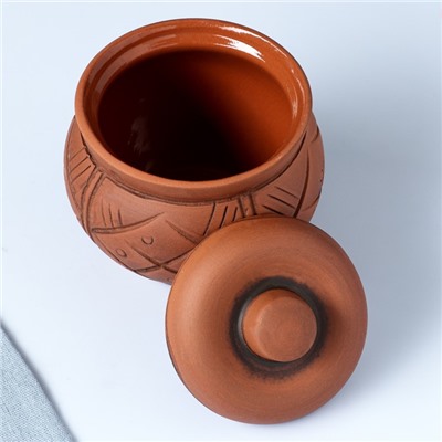 Горшочек для запекания Кунгурская керамика «Молочение», 650 мл, керамика, коричневый