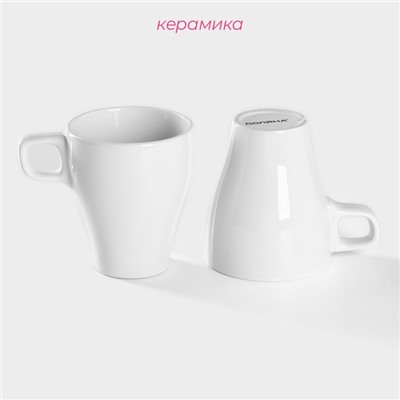 Набор кружек Доляна Coffee break, 200 мл, 2 шт., керамика, белый