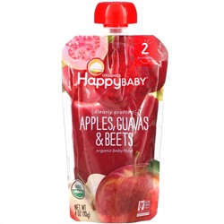 Happy Family Organics, Organic Baby Food, Stage 2, 6+ Months, Apples, Guavas, & Beets, 4.0 oz (113 g)