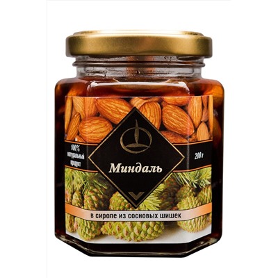 Миндаль в сиропе из сосновой шишки, стекло 200г ЭКОПРОДУКТЫ, 1190505