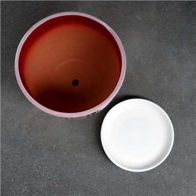 Горшок для цветов «Абстракция», 2.5 л, d=19 см, h=18 см, керамический, с поддоном, красный