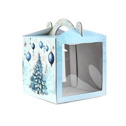Коробка кондитерская новогодняя с окном, сундук, «Ёлочка», 20×20×20 см