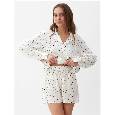 Пижама женская (рубашка, шорты) KAFTAN, размер 48-50, белая