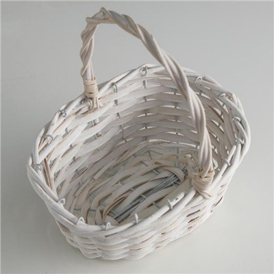 Корзина плетёная, ива, 22×16×11.5/25 см, белый