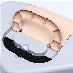 Туалет-домик угловой для кошек закрытый с дверцей 57×46×37 см, бежево-серый