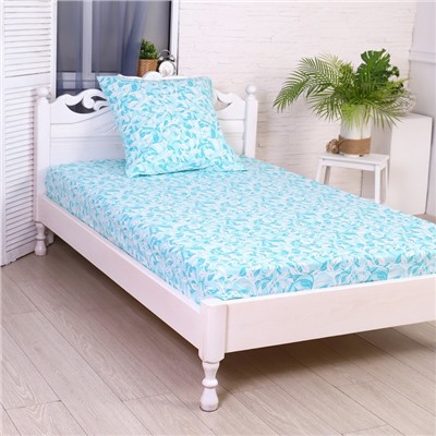 Постельное бельё 1.5-спальное «Атра. Вьюнок» бирюзовый, бязь