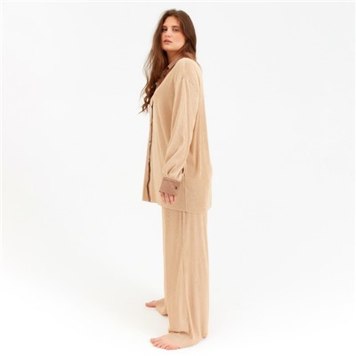 Костюм женский (рубашка, брюки) MINAKU: Casual Collection, цвет кофе, размер 54