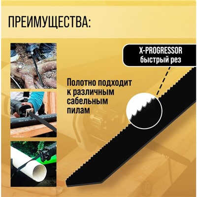 Полотна универсальные для сабельной пилы ТУНДРА, Bimetal, 200/227×1.8-2.5 мм, 2 шт.