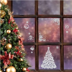 Наклейки новогодние «Ёлка белая», 40×30 см