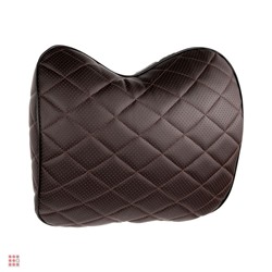 Подушка под спину, искусственная кожа,  эластичная лента, 37х28х17 см, коричневый