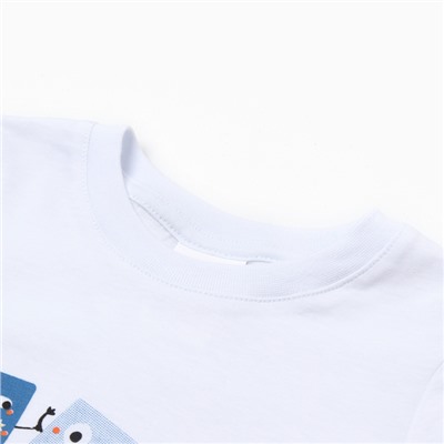 Комплект для мальчика «Геометрические фигуры» (футболка/шорты), цвет белый/оранжевый, рост 110-116 см