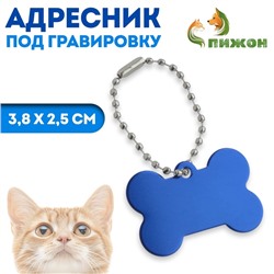 Адресник под гравировку «Косточка», 3.8×2.5 см, синий