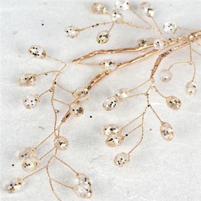 Ветка декоративная стеклярус 36 см / SA22784 /уп 150/600/золотая ветка