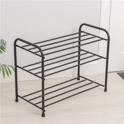 Подставка для обуви, 3 яруса, 65×32×48.5 см, чёрная