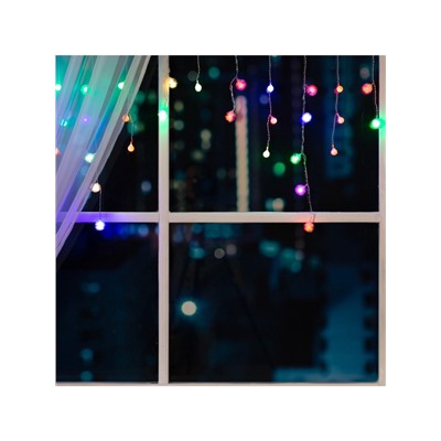 Гирлянда «Бахрома» 1.8×0.5 м с насадками «Шарики и ёжики», IP20, прозрачная нить, 48 LED, свечение мульти (RG/RB), мигание, 220 В