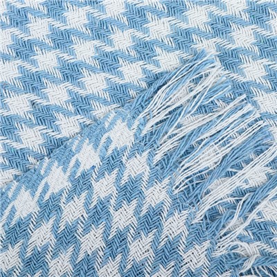 Плед с бахромой «Римский», 140×200 см, голубой, 320 г/м