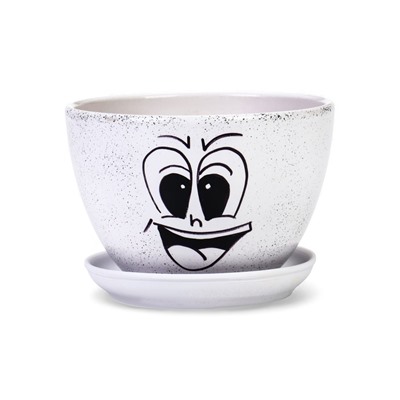 Горшок для цветов «Настроение», 1.65 л, d=17 см, h=13 см, керамический, с поддоном