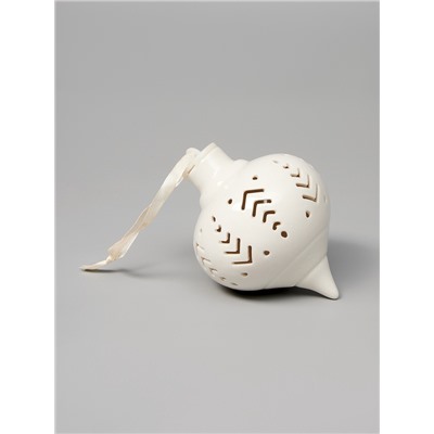 Ёлочный шар с подсветкой «Орнамент», 10.7×8.5×8.5 см, 1 LED, керамика, от батареек LR44×3, керамика, свечение тёплое белое