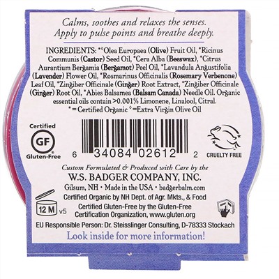 Badger Company, Органический бальзам для сна, лаванда и бергамот, 21 г (0,75 унции)
