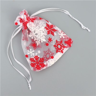 Мешочек подарочный новогодний органза «Снежная история», 10×12 см ± 1.5 см