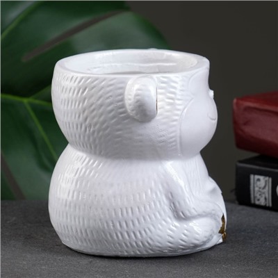 Фигурное кашпо для цветов «Зайцы в лукошке», 400 мл, 13.5×12.5×8 см, гипс, белое