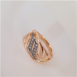 Кольцо 18 р ювелирная бижутерия коллекция "Дубай", покрытие позолота, вставка: фианиты, цвет: прозрачный, арт.314.845-18