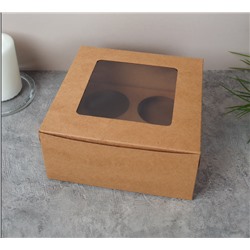 Коробка подарочная складная КРАФТ 16x16x9 см / QR1616 /уп 12/600/ 689433 Капкейк