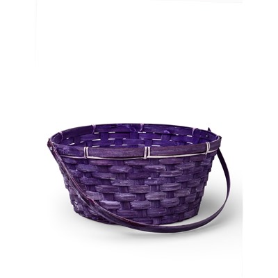 Корзина плетёная для хранения, 26×26×12 см, ручка h=21 см, бамбуковая, сиреневая