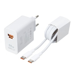 Адаптер Сетевой с кабелем ORG SuperCharge для Honor/Huawei USB/Type-C 88W (USB/Type-C) (B) (white)
