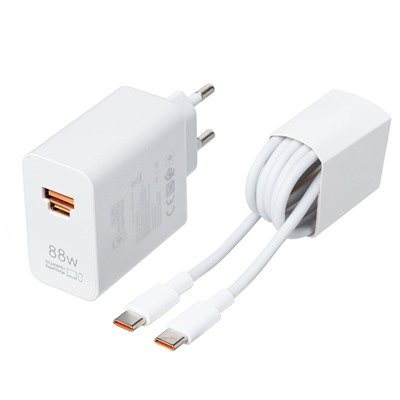Адаптер Сетевой с кабелем ORG SuperCharge для Honor/Huawei USB/Type-C 88W (USB/Type-C) (B) (white)