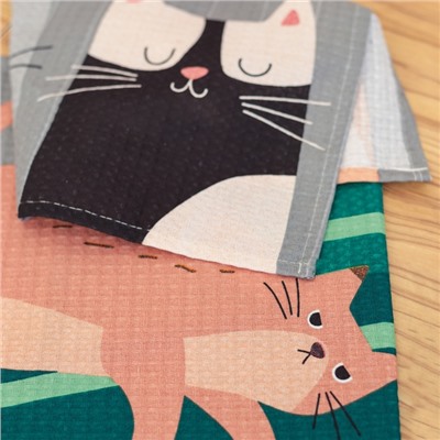 Кухонные полотенца кухонных «Доляна» Cats 35×60 см, 7 шт., хлопок 100%