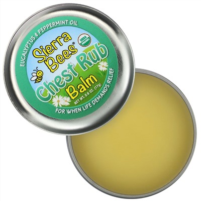 Sierra Bees, Бальзам для втирания в грудь, эвкалипт и перечная мята, 17 г (0,6 унции)