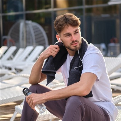 Полотенце махровое для тренировок LoveLife Active 50×100 см, цвет чёрный, 100% хлопок, 360 г/м²