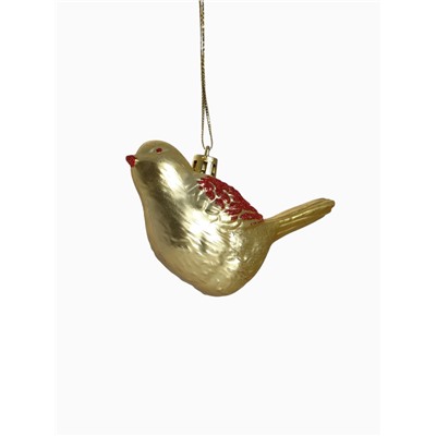 Ёлочные игрушки 2 шт. «Зимнее волшебство. Пташка» пластик, 7×10 см, золото