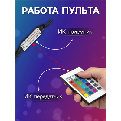 Гирлянда «Нить» 10 м роса, IP20, серебристая нить, 100 LED, пульт ДУ, свечение RGB, USB