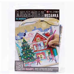 Сумка шопер с алмазной мозаикой «Новый год», частичное заполнение