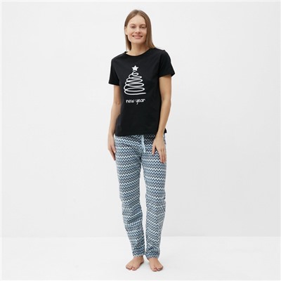 Футболка женская новогодняя «Ёлка», цвет чёрный, размер 44